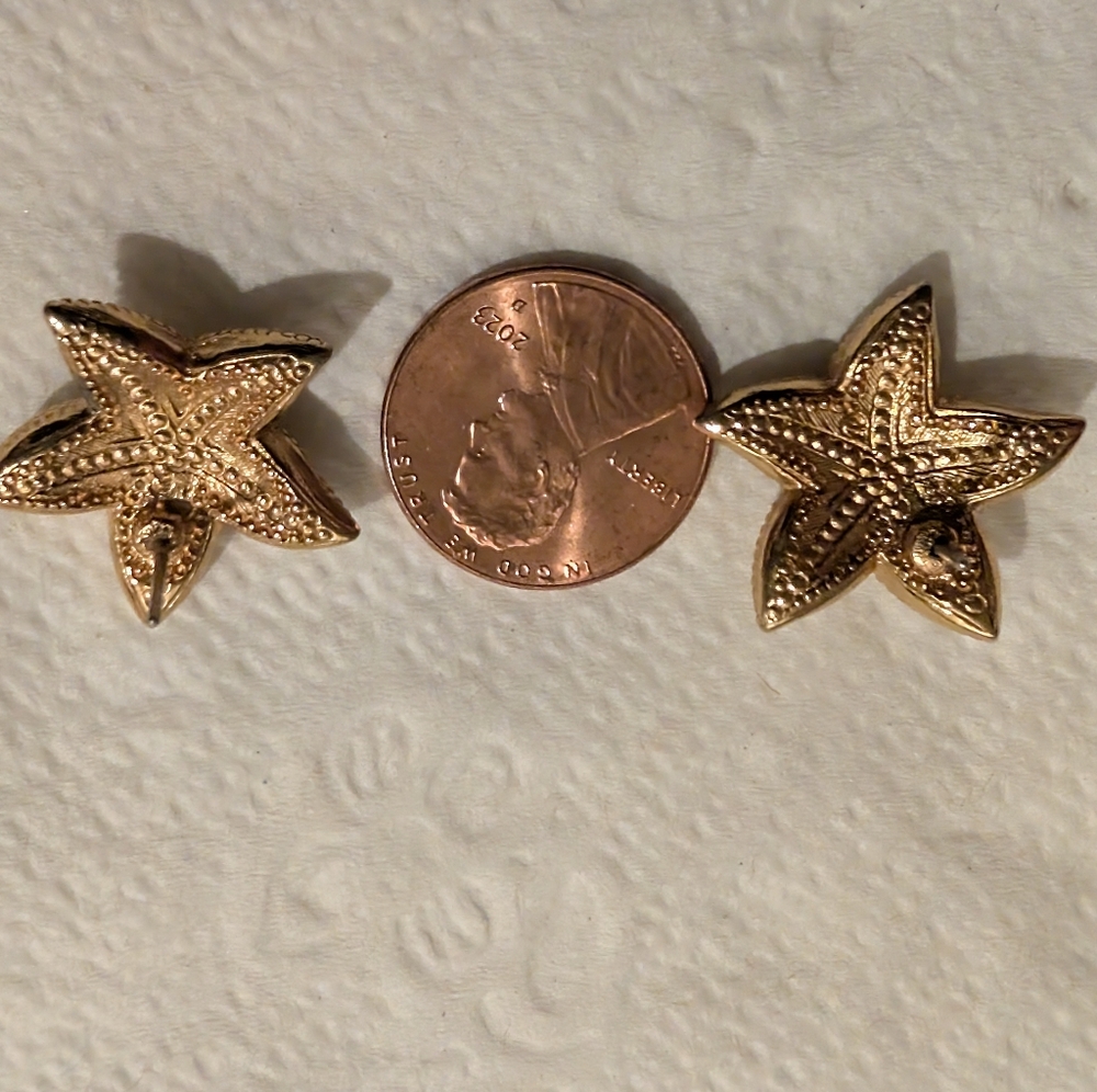 Beaded Pearl Starfish Earrings Pierced Earrings. Americana - Picture 7 of 7